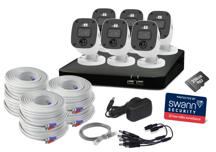 Home 6 Camera 8 Channel 2K DVR 256GB SD Card Security System with Mic